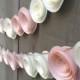 Paper Flower Garland Pink & Cream white for Wedding, Reception, Bridal Shower, Baby Shower - Peach Pink Ivory white Paper Flower Streamer