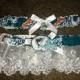 Miami Dolphins  football Ivory Cream Lace trim Sequin Garter set