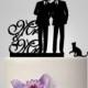 Gay Wedding Cake topper with cat, topper with mr and mr