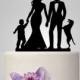 bride and groom Wedding Cake topper with child, cake topper with dog