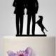 same sex Wedding Cake topper with dog, unique gay cake topper,