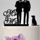 Gay Wedding Cake topper with dog, uniqueMr and Mr cake topper,