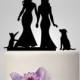 Lesbian Wedding Cake topper with cat, cake topper with dog unique