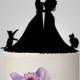 Wedding Cake topper with cat, Lesbian wedding cake toppe