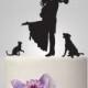 Wedding Cake topper with cat, cake topper with dog, bride and groom