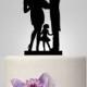 Cake topper for wedding, cake topper with child, bride and groom