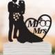 Funny Wedding Cake topper bride and groom mr and mrs in heart