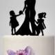 bride and groom wedding cake topper with girl, topper with child