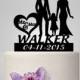 personalized wedding cake topper, bride and groom silhouette with girl