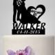 custom wedding cake topper with date bride and groom