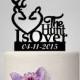 the hunt is over Wedding Cake Topper - Buck Doe with custom date