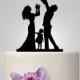 family wedding cake topper, acrylic toddle and girl