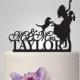 funny wedding cake topper, drunk bride and dog, personalized topper