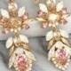 Blush Earrings, Champagne Blush Earrings, Bridal Earrings, Statement Earrings,Antique Pink Earrings,Long Dangle Blush Earrings,Blush Jewelry