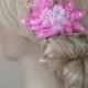 Bridal lace Hair comb pink lace floral wedding comb hair piece bride hair comb Handmade Free ship
