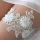 free ship ivory lace garter , bridal garter, floral garter, garter, floral garter, toss garter, wedding garter