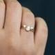 Pear Diamond Ring with a Dual Diamond "Horseshoe" Ring - Wedding Set - 0.3 Carat - 18k Solid Gold