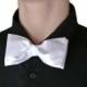 White Bow Tie , Satin Taffeta , Wedding Bow Tie , Groom's Bow Tie , White Bow Tie , Pre-tied Clip-on/Adjustable , Prom , First Communion