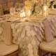 Petal Tablecloth Ivory White Blush Pink - Ready to ship - romantic wedding decor
