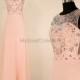 Pink chiffon bridesmaid dress,beaded prom dress,a-line formal dress,long party dress,evening dress,Crystal rhinestone prom dresses