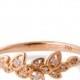 Moissanite Art Deco Petal Engagement Ring - 14K Rose Gold and Moissanite engagement ring, leaf ring, flower ring, vintage, halo ring, 11