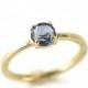 Blue Sapphire Engagement Ring -  14k Gold Rose Cut Sapphire Ring
