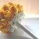 Handmade Satin Rose Bouquet- All Yellow Satin Rose accented with rhinestone (Medium, 7 inch)