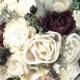 Burgundy / Wine Wedding Bouquet made with sola flowers - choose colors - Custom - Bridal bouquet - bridesmaids bouquet
