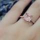 8mm Cushion Cut Natural VS Morganite Ring Solid 14K Rose Gold Ring Diamonds Ring Wedding Ring Promise Ring Anniversary Ring Engagement Ring
