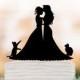 Lesbian wedding cake topper with cat. same sex wedding Cake Topper, couple silhouette cake topper, mrs and mrs wedding cake top decoration