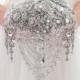 BROOCH BOUQUET silver jeweled with cascading of wedding jewelery for bride