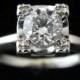 GIA Certified Mid Century .62ct D/SI1 Diamond 14k White Gold Engagement Promise Ring