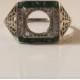 Antique Art Deco 18k  Filigree Princess Cut Diamond Emerald Engagement Ring Mount Setting
