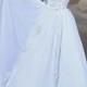 Romance white chiffon lace detailed long sleeves wedding dress