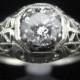 Vintage 0.60ct Diamond 14k White Gold Art Deco Engagement Ring Estate Vintage