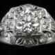 Antique Art Deco .92ct Trans Cut Diamond Platinum Engagement Ring c.1930s Certified by GIA