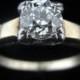 Antique .76 carat Old European Cut Diamond 14k Gold Engagement Ring Certif c1942