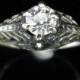 Old European Cut Diamond 14k White Gold Art Deco Ring Engagement Vintage Antique SALE now 699 from 899