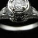 Art Deco Diamond 14k White Gold Ring Engagement Promise Vintage Estate Filigree