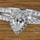 1.50 CT Pear Cut Engagement Bridal Ring Band set Solid 14k White Gold, Bridal set Pear Shaped