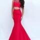 Exquisite Tulle & Satin Bateau Neckline Two-piece Mermaid Evening Dresses With Beadings - overpinks.com