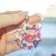 Flower pendant, floral pendant, pink flower pendant, purple pendant, pink white purple, polymer clay pendant, clay flowers, lilac pendant