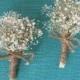Dried Baby's Breath Boutonniere/ Men's Rustic Wedding Boutonniere/ Groom's Boutonniere/ Groomsmen Boutonniere