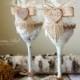 Rustic Wedding Champagne Flutes Toasting Glasses Bride and Groom Wedding Glasses Bridal Shower Gift