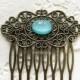 Turquoise Hair Comb Blue Vintage Inspired Hair Comb Aqua Hair Slide Bridesmaid Gift Victorian Rustic Bridal Woodland Headpiece for Bride