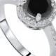 2.00CT Black & White Diamond Halo Vintage Engagement Ring 14 KT White Gold