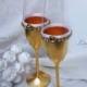 Gold Wedding Champagne Flutes Wedding Champagne Glasses Toasting Flutes Gold and White Wedding