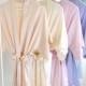 Ready to ship - Samantha Silk bridal robe getting ready kimono in blush ivory ballet pink lavender seafoam