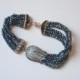Blue Spinal Jewelry Labrodorite  Gemstone  Tulip Bracelet  Swarovski  Crystal Sterling Silver Bracelet