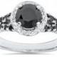 1.80CT Black & White Diamond Halo Engagement Split Shank Engagement Ring 14 Kt White Gold Size 4-9